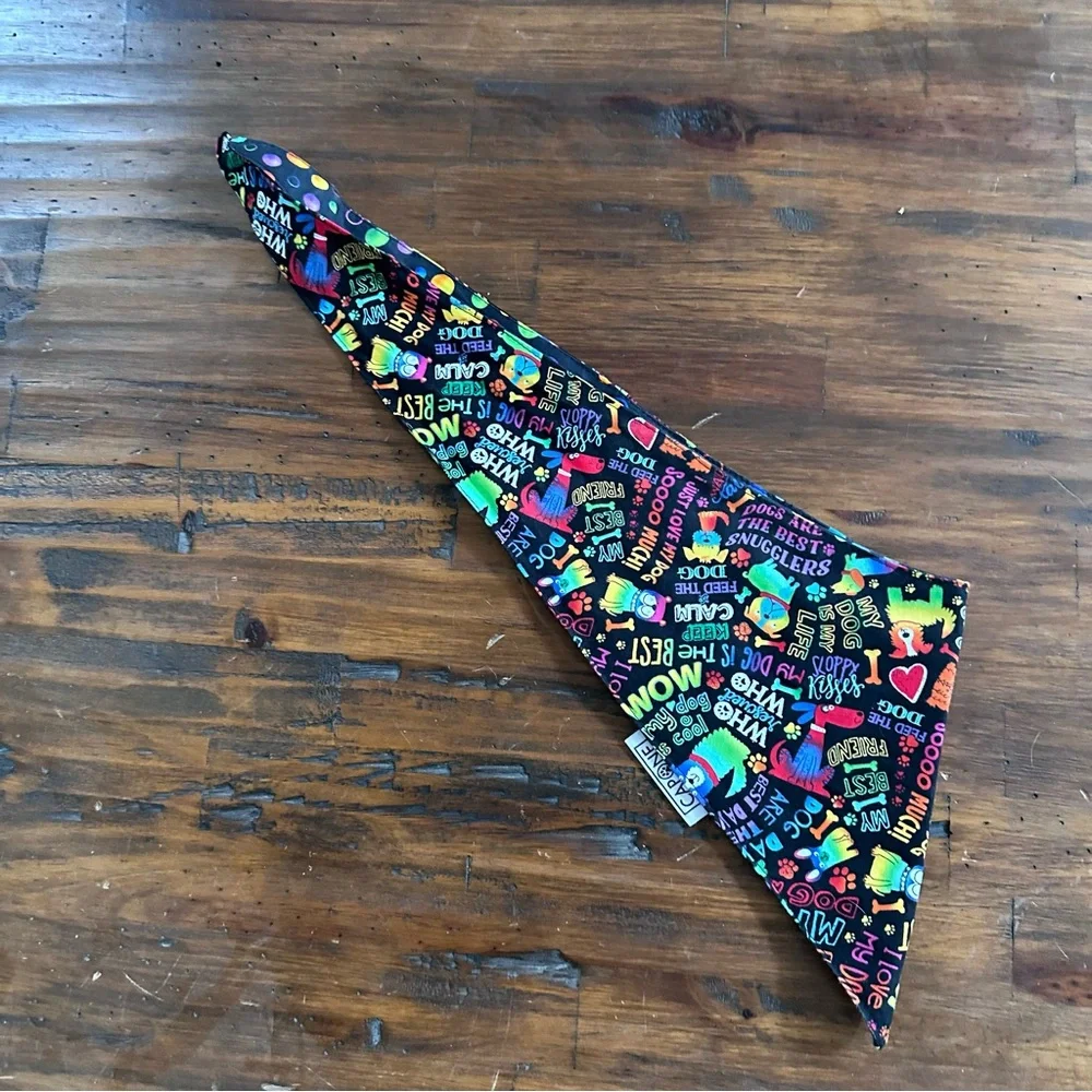 Capone Neon Rainbow Colorful Dog Reversible Bandana Neckerchief